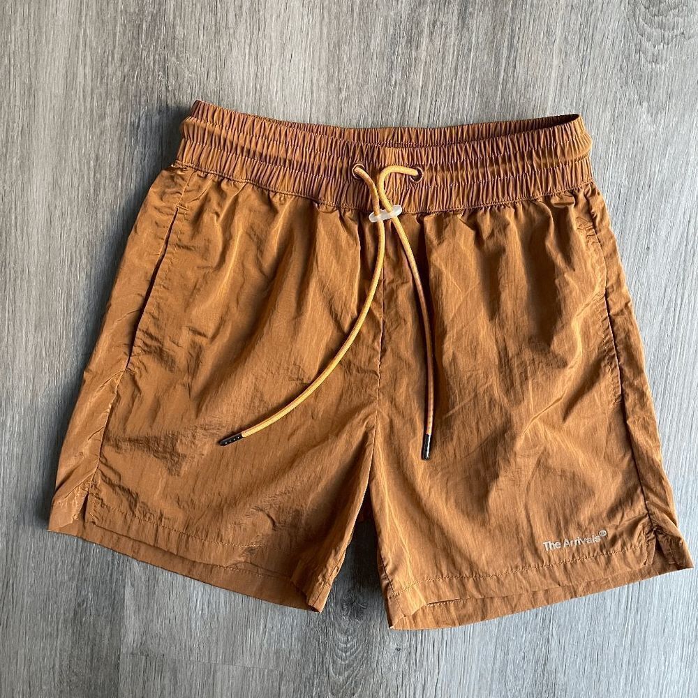 Orange Athletic Shorts with Elastic Waistband